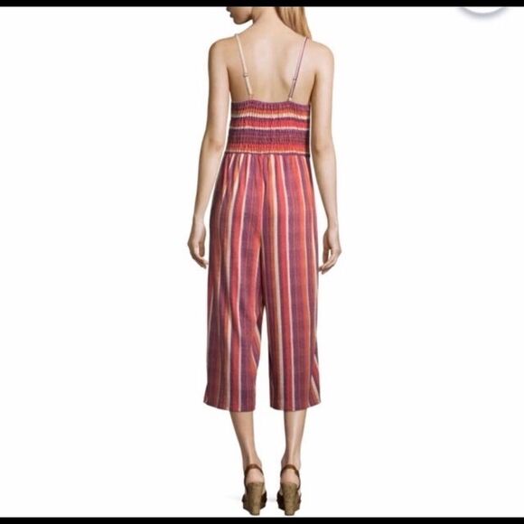 Eyeshadow purple/orange/cream striped romper-L  - Picture 2 of 8